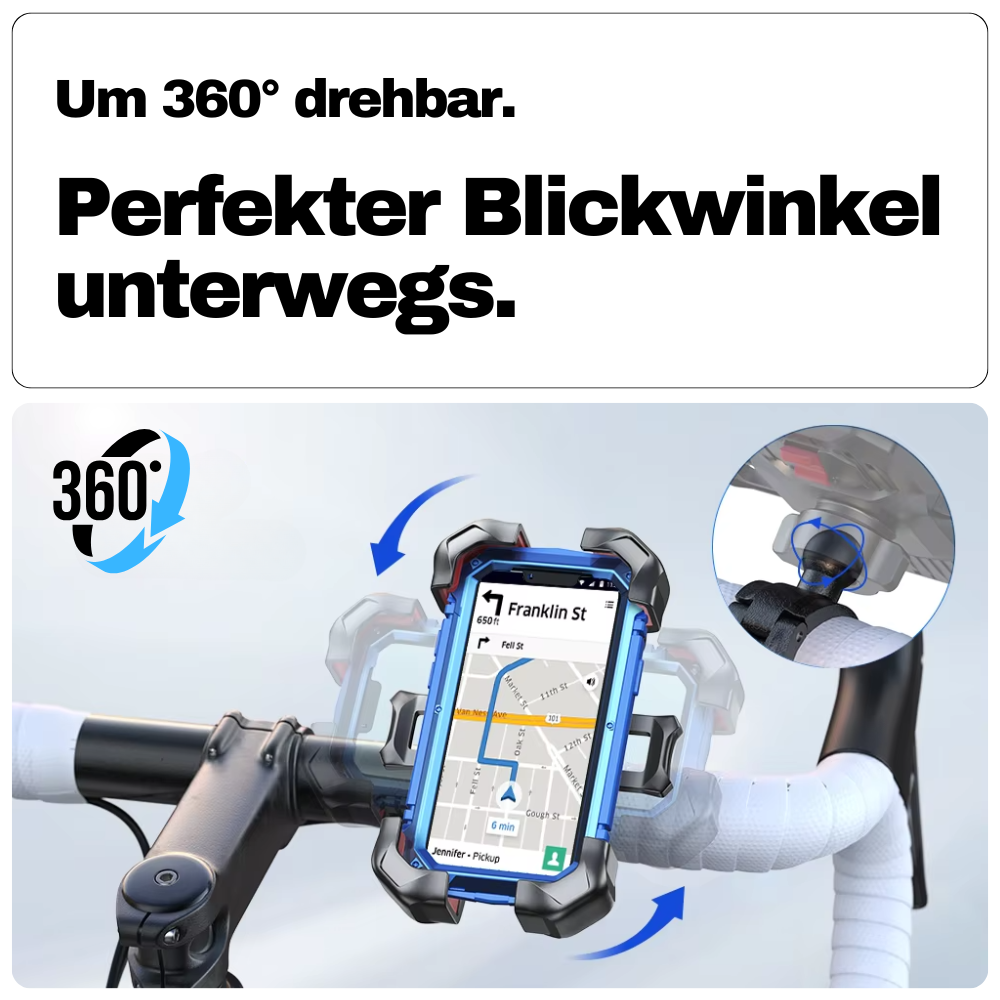 360° Fahrrad-Handyhalter – Fester Halt, perfekte Sicht, volle Kontrolle